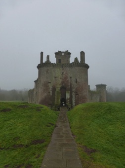 Caerlaverock Castle in the mist, Dumfries and Galloway